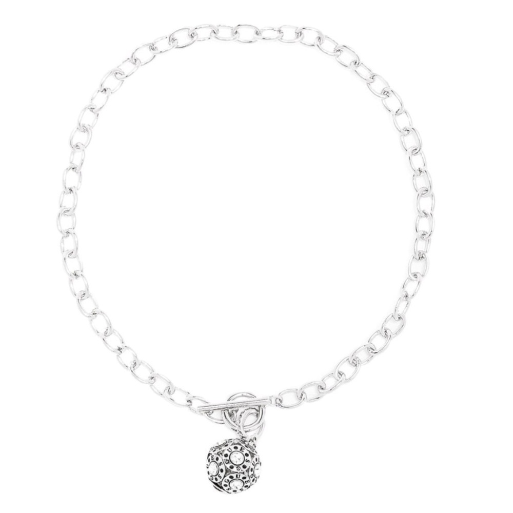 NWT GUESS SILVER LOGO TOGGLE NECKLACE